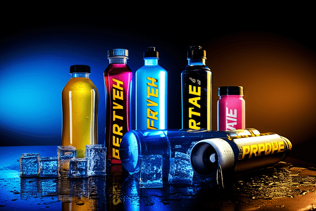 Sports water bottles and electrolyte drinks for hydration
